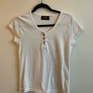 Route 66 White Buttoned Women's Top